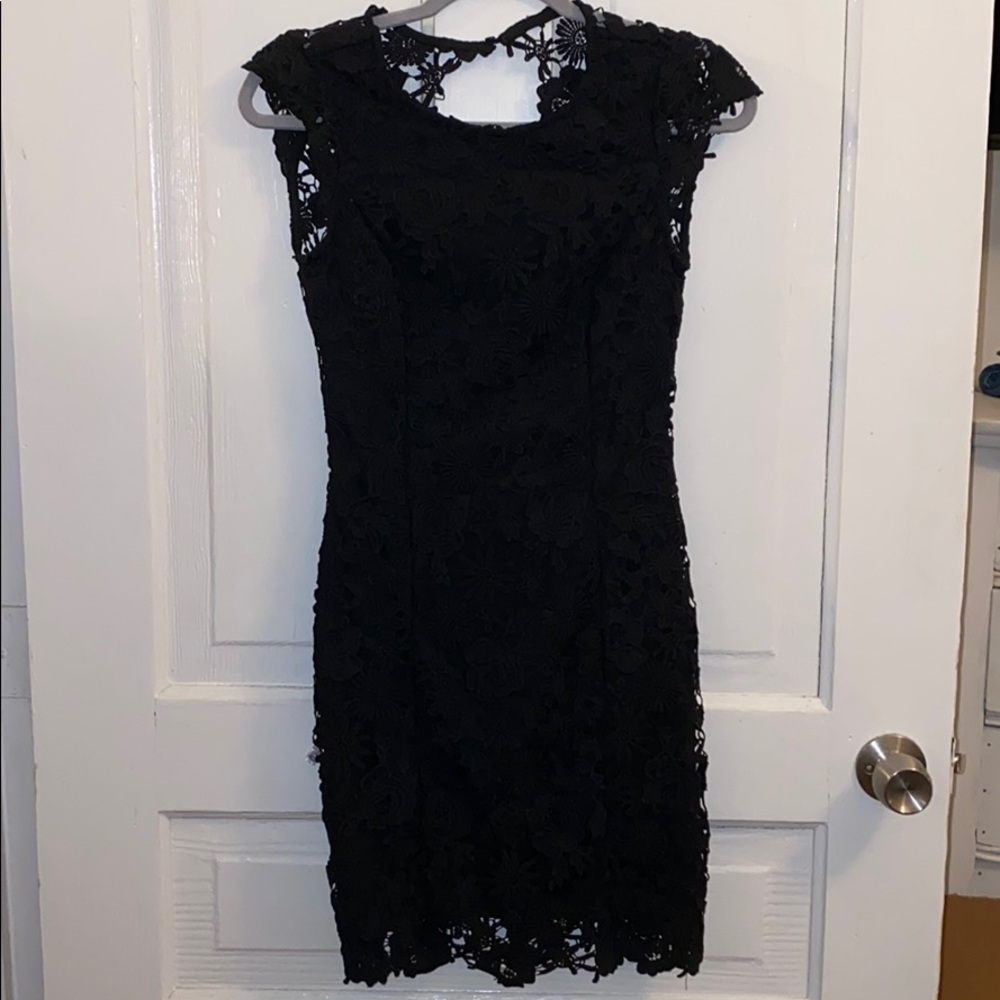 Lulu’s Black Lace with Open Back Cocktail Dress